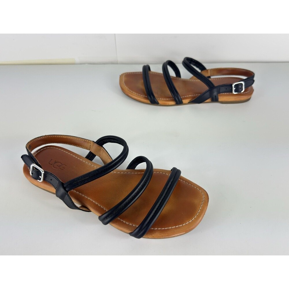 Ugg Mytis Women's Tan Black Strappy Sandals Size US 6.5